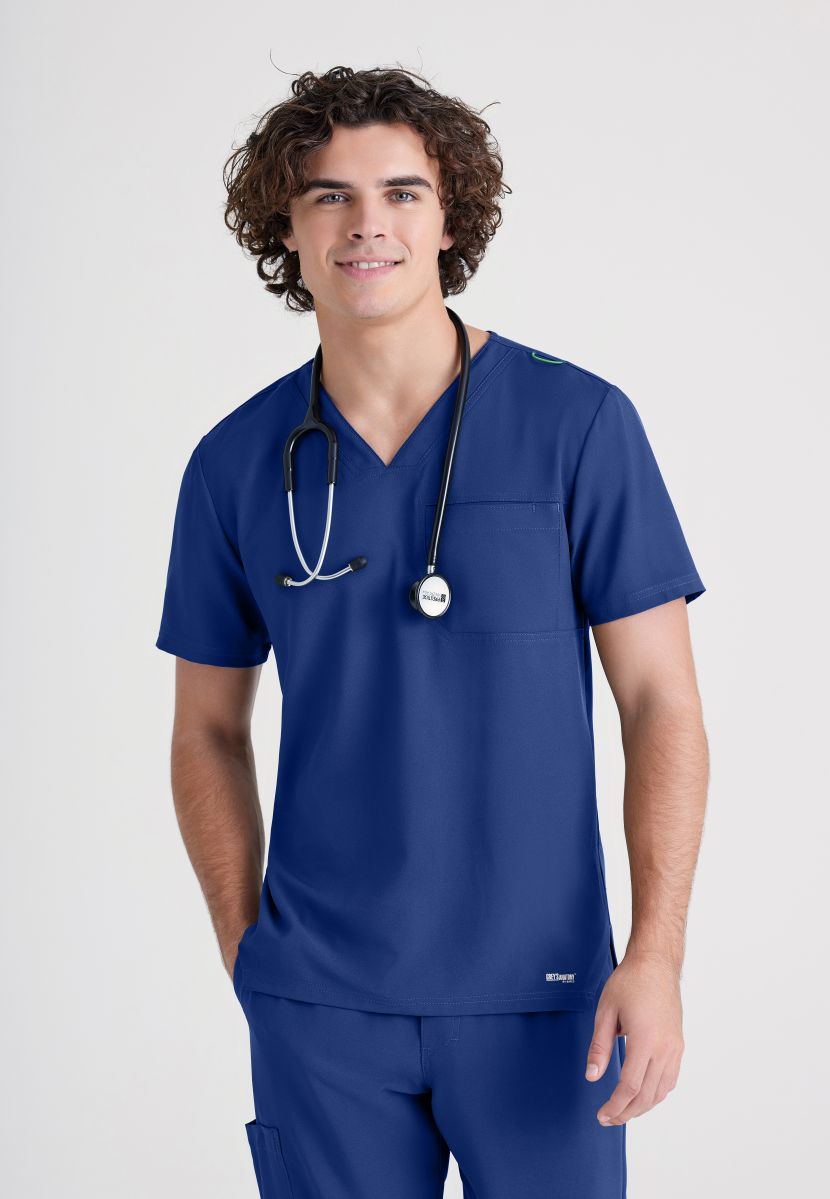Grey's Anatomy Evolve Piped V-Neck Male Top | NAVY
