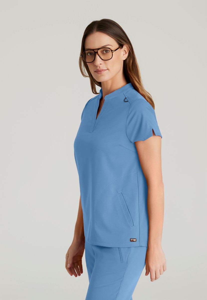 Grey's Anatomy Avery 2 Pocket Banded Collar Top | TRUE CEIL