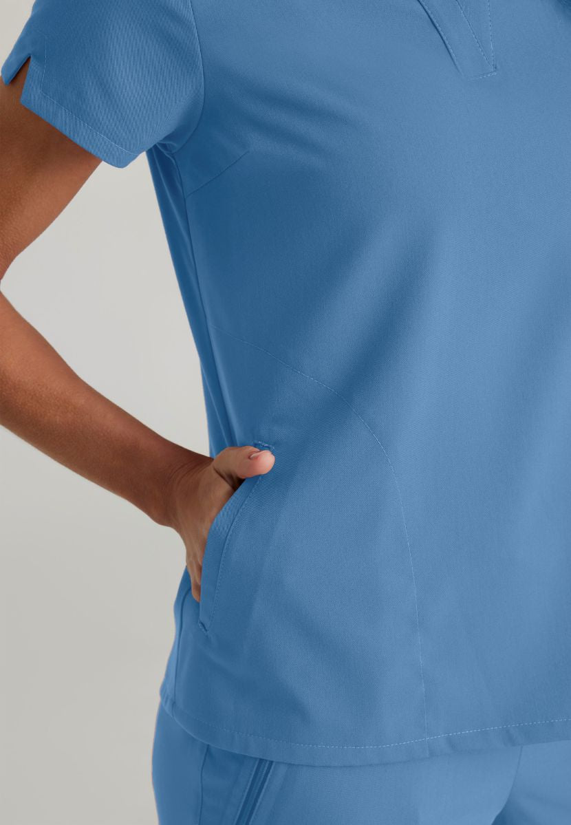 Grey's Anatomy Avery 2 Pocket Banded Collar Top | TRUE CEIL