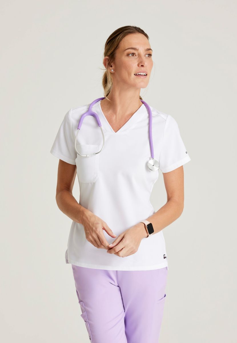Grey's Anatomy Bree Tuck-in Scrub Top | WHITE