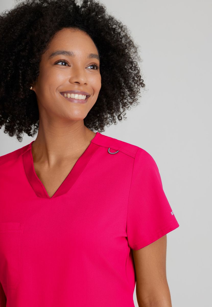 Grey's Anatomy Bree Tuck-in Scrub Top | VIBRANCE PINK
