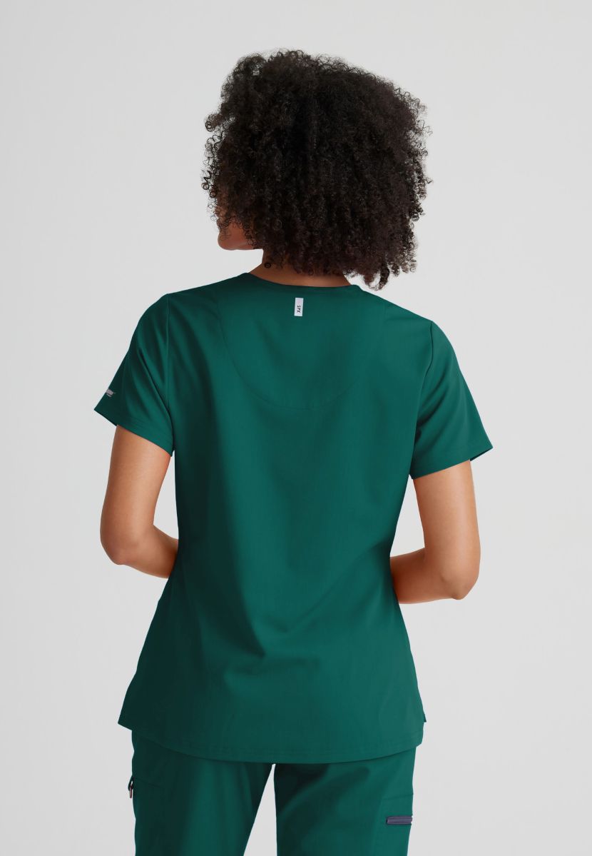 Grey's Anatomy Bree Tuck-in Scrub Top | Hunter Green