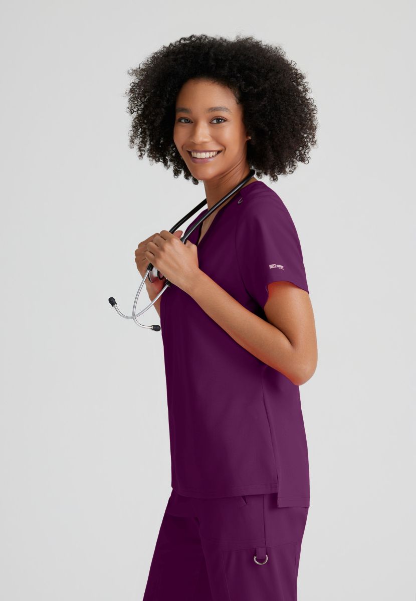 Grey's Anatomy Bree Tuck-in Scrub Top | Wine