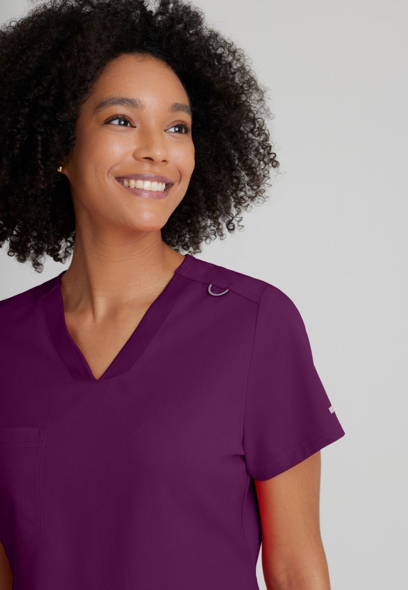 Grey's Anatomy Bree Tuck-in Scrub Top | Wine
