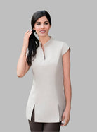 KATE V-NECK SPA TUNIC | BEIGE LINEN