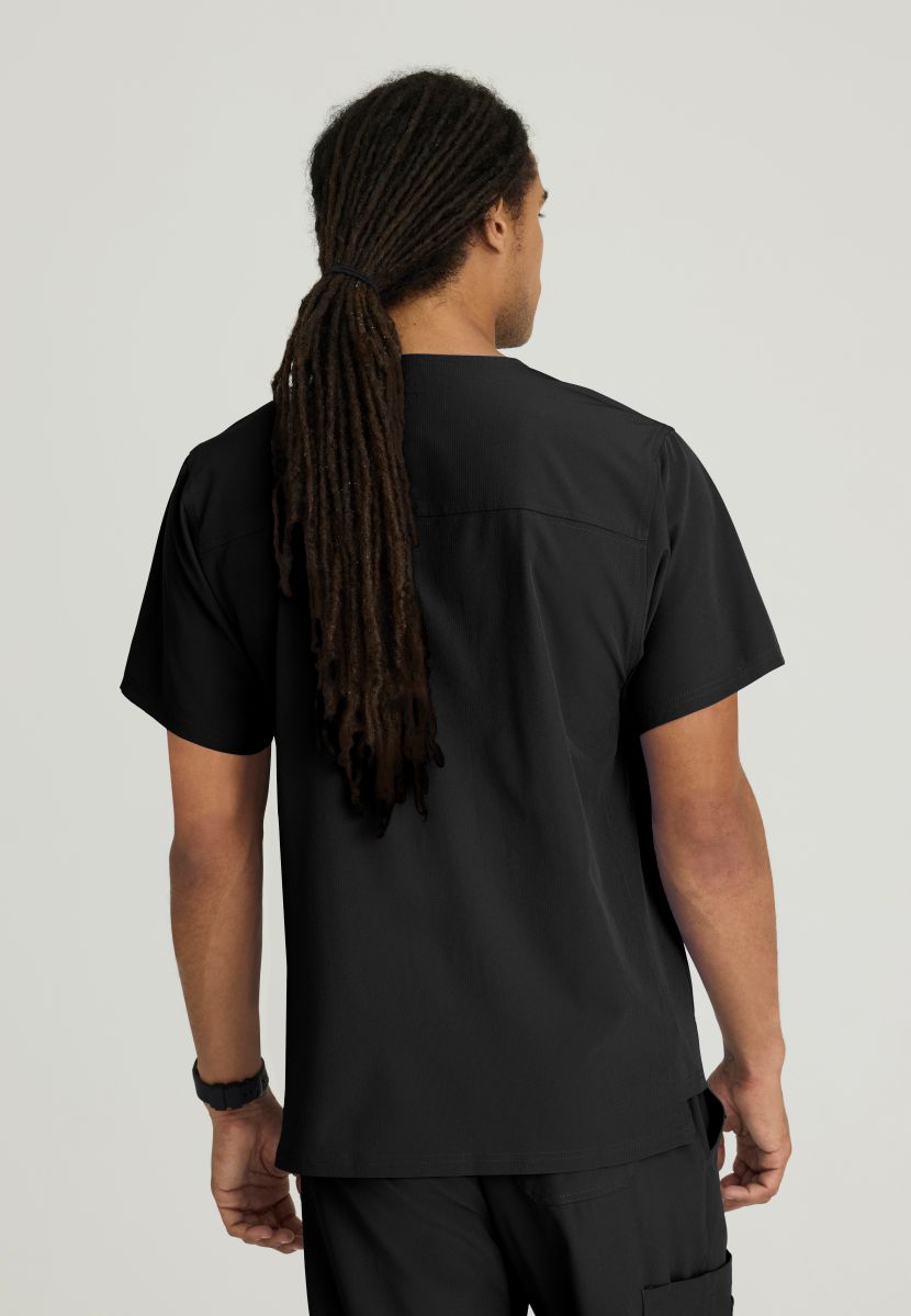 SKECHERS MALE STRUCTURE V-NECK TOP | BLACK