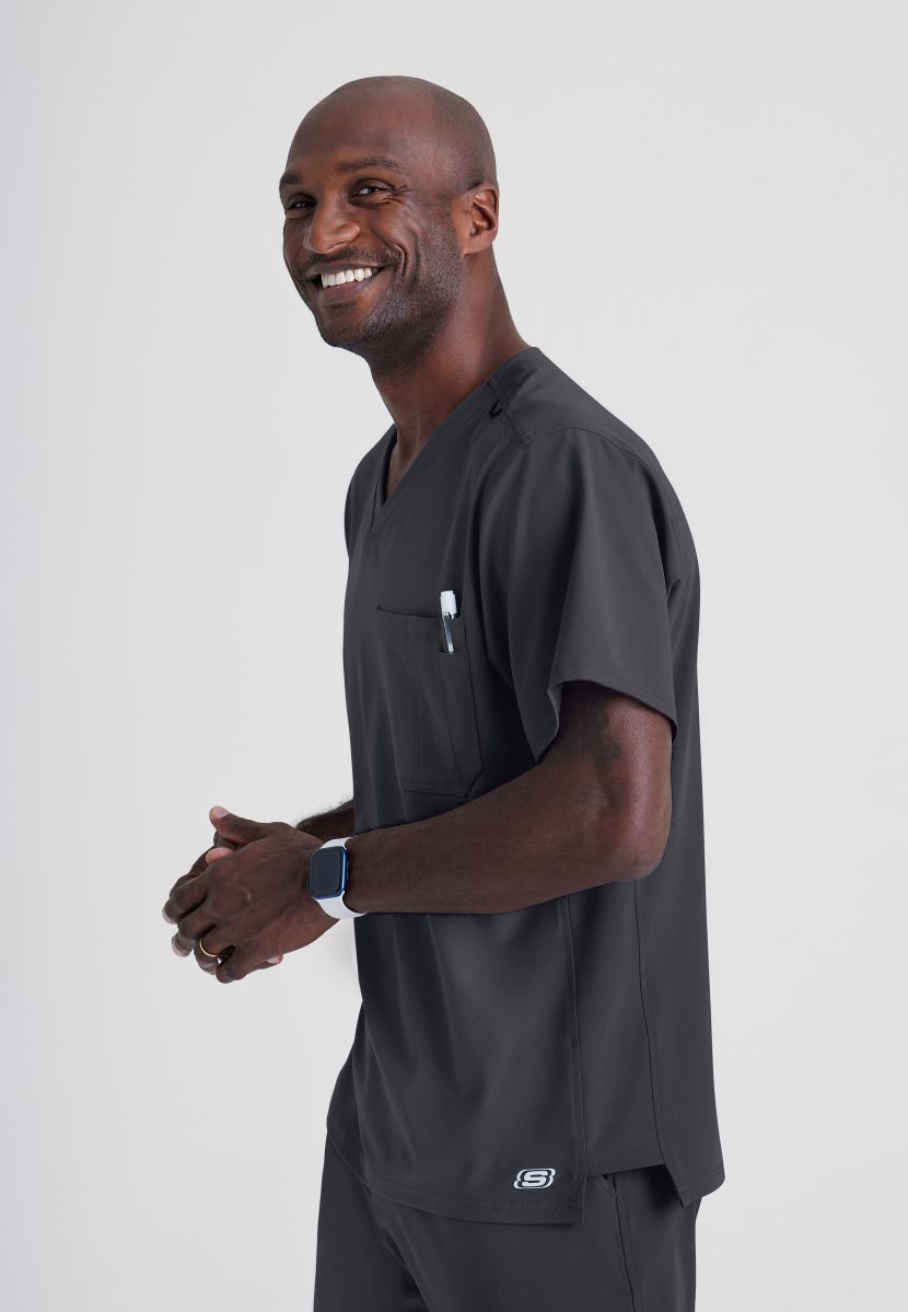 Skechers Structure V-Neck Top | Pewter Grey