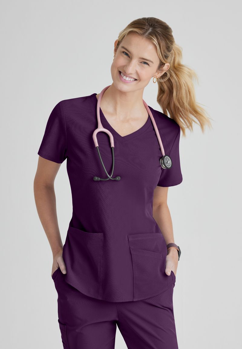 SKECHERS BREEZE 3-POCKET SHAPED HEM TOP | Eggplant