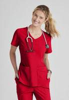 SKECHERS BREEZE 3-POCKET SHAPED HEM TOP | RED