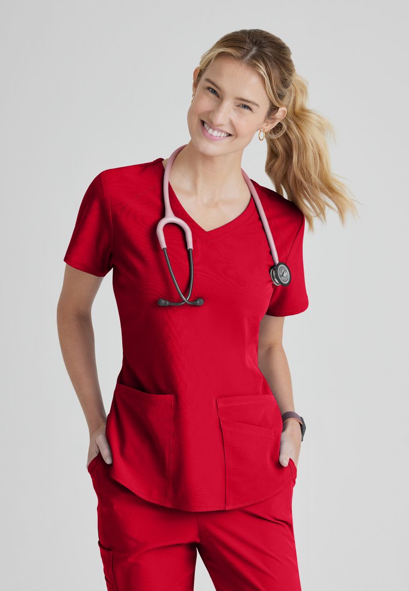 SKECHERS BREEZE 3-POCKET SHAPED HEM TOP | RED