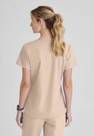 Skechers Breeze 3 Pocket Shaped Hem Scrub Top | New Khaki