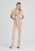 Skechers Breeze 3 Pocket Shaped Hem Scrub Top | New Khaki
