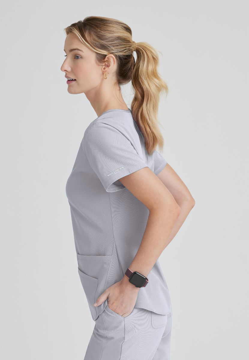Skechers Breeze 3 Pocket Shaped Hem Scrub Top | Moonstruck