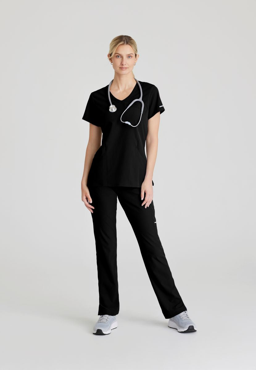 Skechers Reliance 3-Pocket Wrap Effect Scrub Top | BLACK