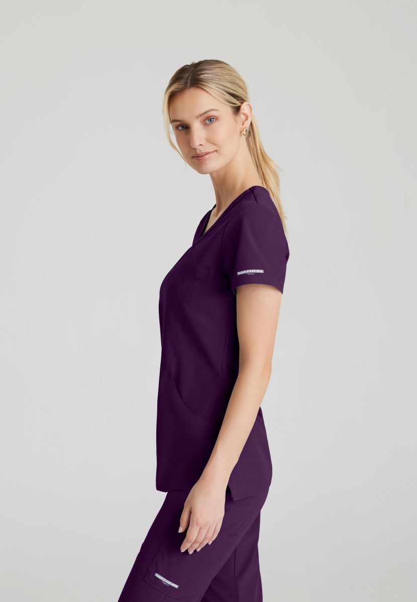 Skechers Reliance 3-Pocket Wrap Effect Scrub Top | Eggplant