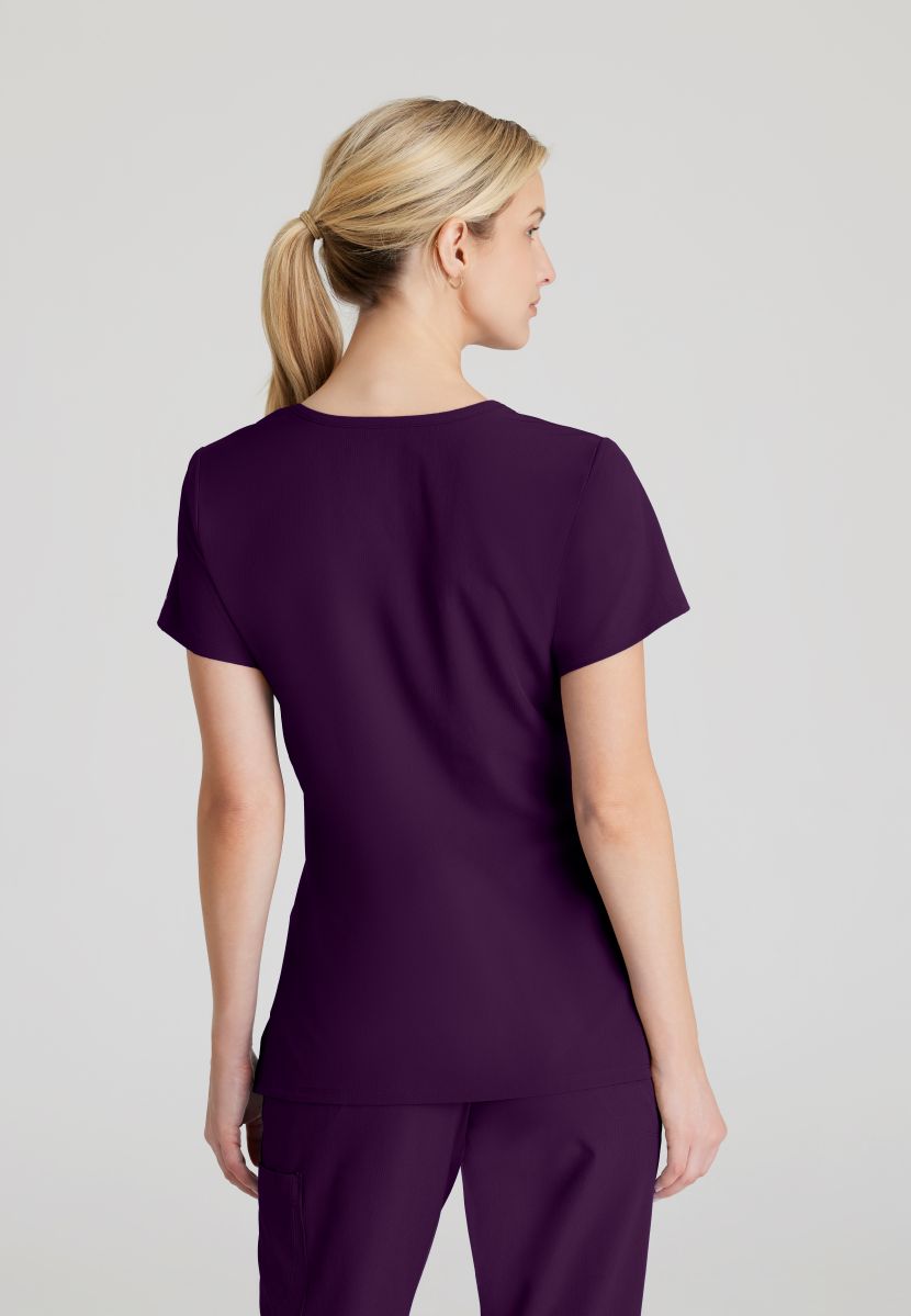 Skechers Reliance 3-Pocket Wrap Effect Scrub Top | Eggplant