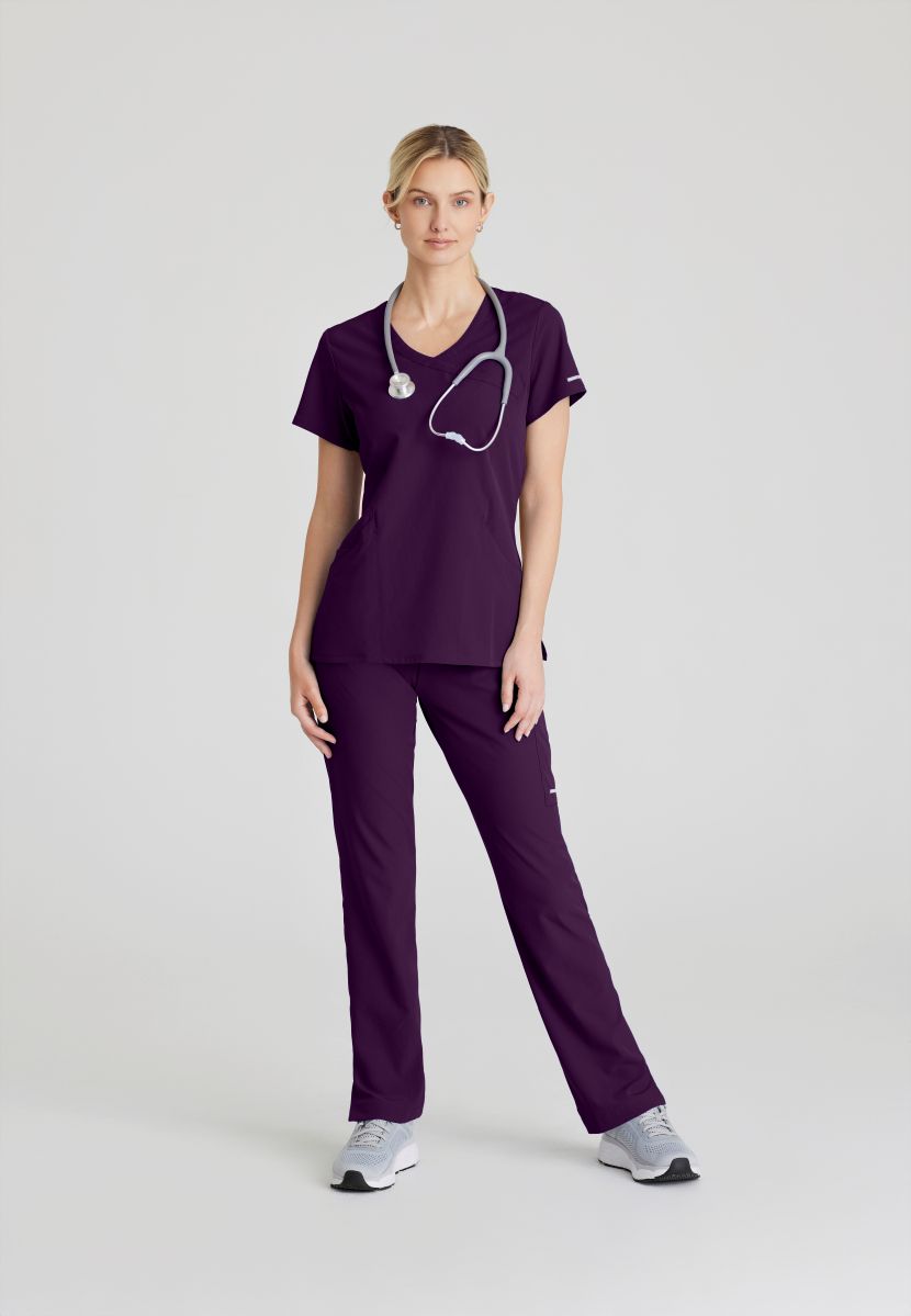 Skechers Reliance 3-Pocket Wrap Effect Scrub Top | Eggplant