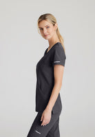 Skechers Reliance 3-Pocket Wrap Effect Scrub Top | Pewter Grey