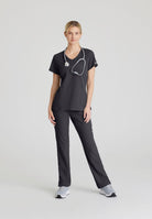 Skechers Reliance 3-Pocket Wrap Effect Scrub Top | Pewter Grey