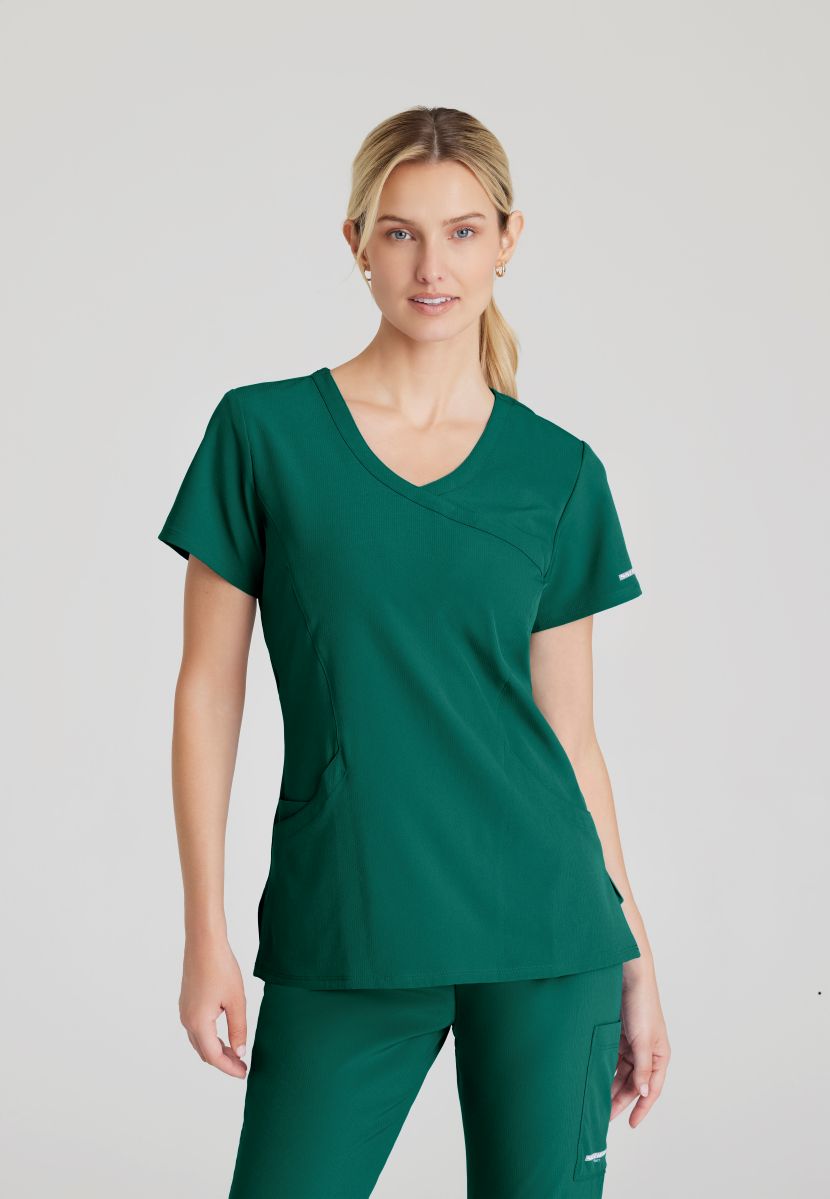 Skechers Reliance 3-Pocket Wrap Effect Scrub Top | Hunter Green