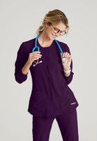 Skechers Women's 2 Pocket Warm-Up Scrub Jacket With Eco-Friendly Stretch Fabric | Eggplant