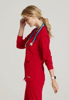 Skechers Women's 2 Pocket Warm-Up Scrub Jacket With Eco-Friendly Stretch Fabric | RED