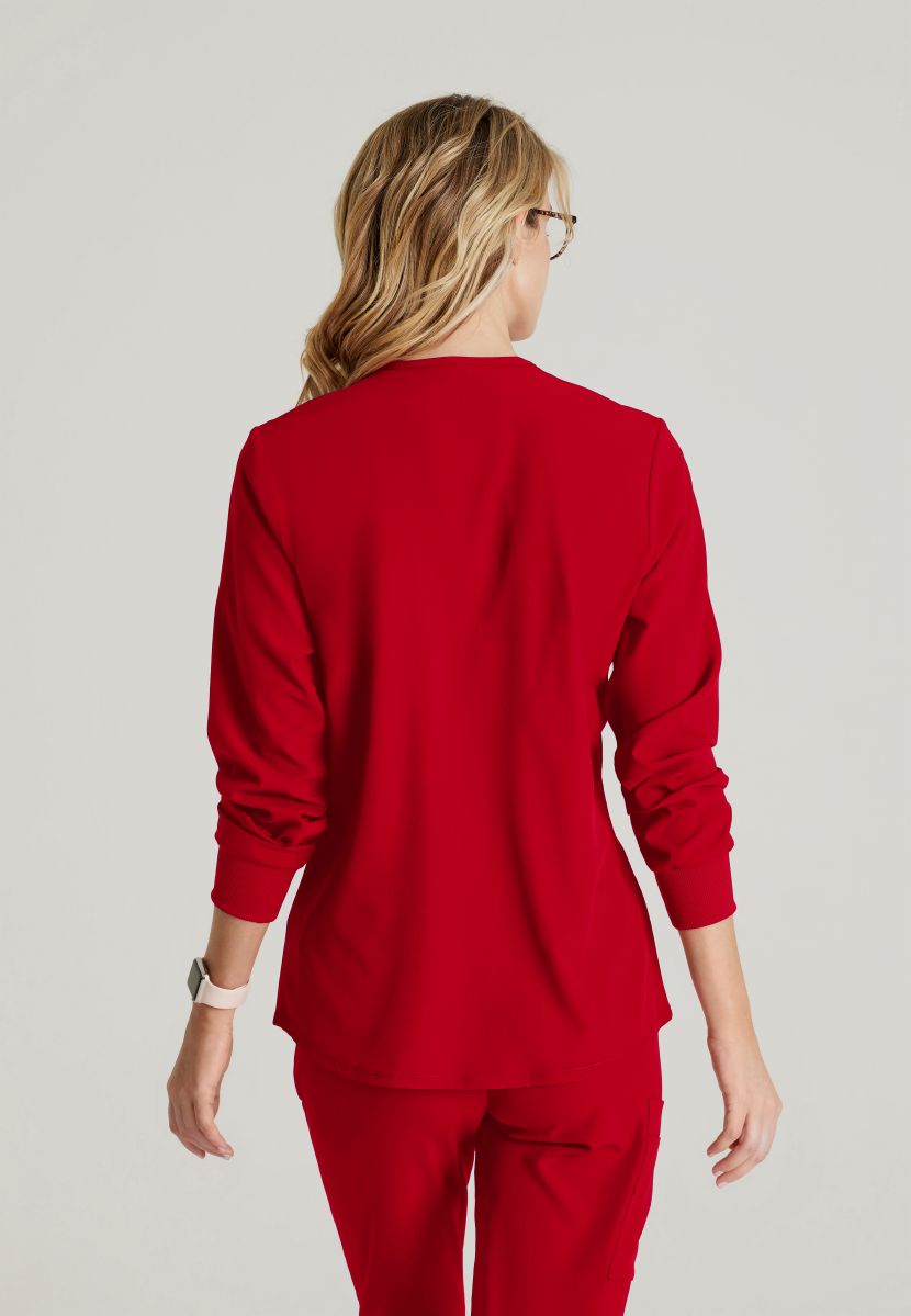 Skechers Women's 2 Pocket Warm-Up Scrub Jacket With Eco-Friendly Stretch Fabric | RED