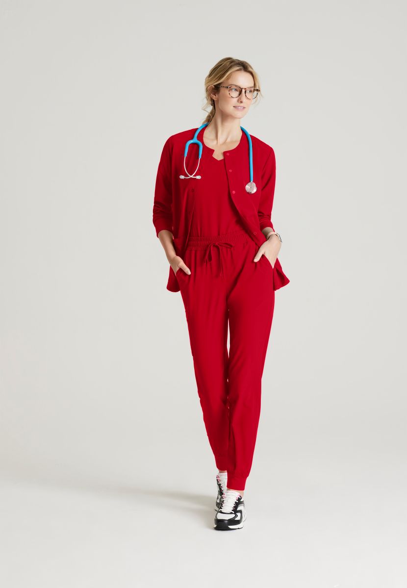 Skechers Women's 2 Pocket Warm-Up Scrub Jacket With Eco-Friendly Stretch Fabric | RED