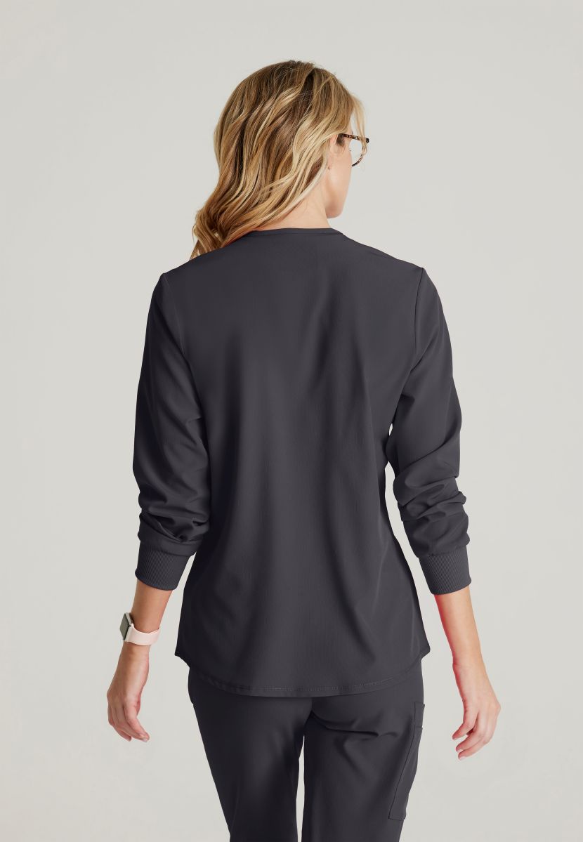 Skechers Women's 2 Pocket Warm-Up Scrub Jacket With Eco-Friendly Stretch Fabric | Pewter Grey