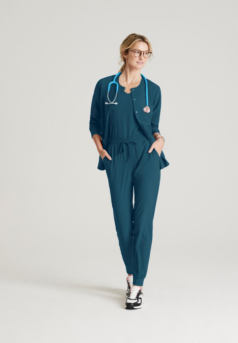 Skechers Women's 2 Pocket Warm-Up Scrub Jacket With Eco-Friendly Stretch Fabric | Bahama / Caribbean