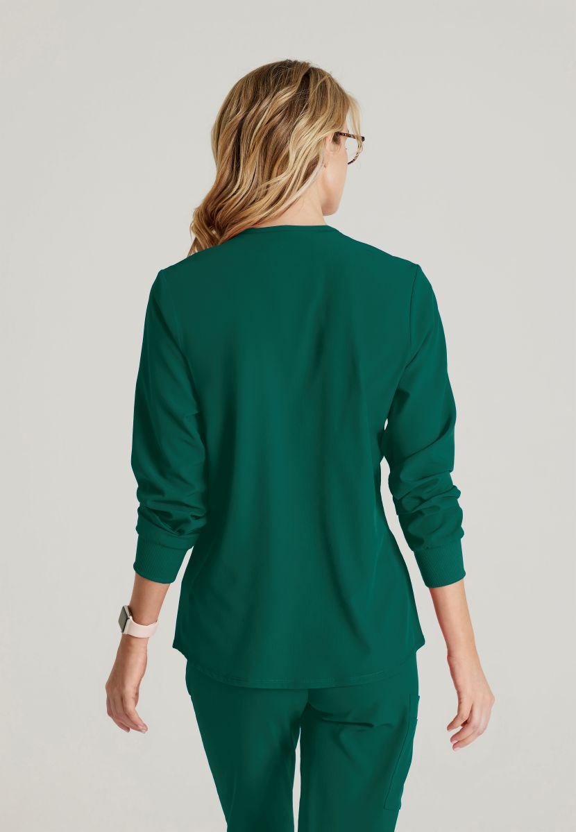 Skechers Women's 2 Pocket Warm-Up Scrub Jacket With Eco-Friendly Stretch Fabric | Hunter Green