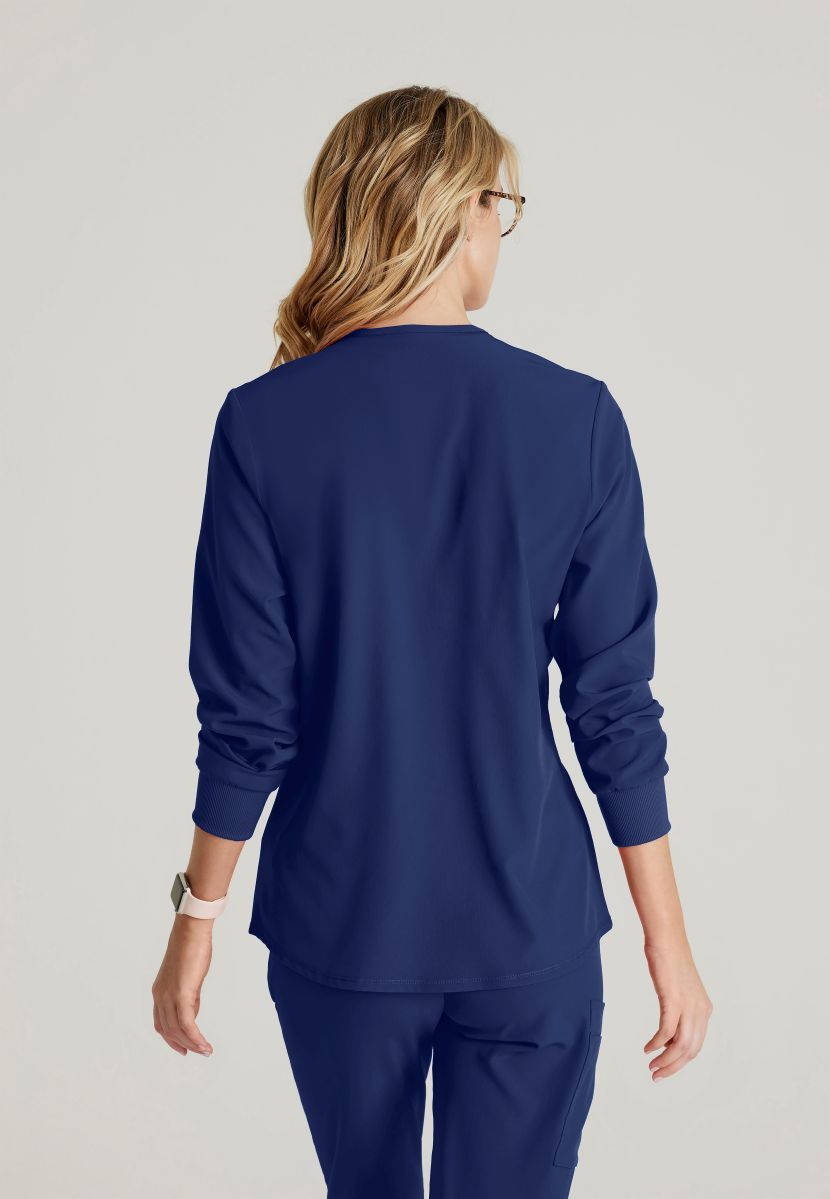 Skechers Women's 2 Pocket Warm-Up Scrub Jacket With Eco-Friendly Stretch Fabric | NAVY