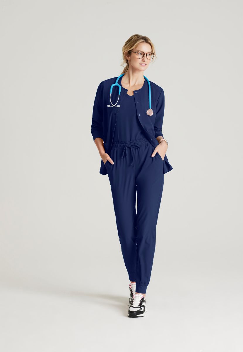 Skechers Women's 2 Pocket Warm-Up Scrub Jacket With Eco-Friendly Stretch Fabric | NAVY