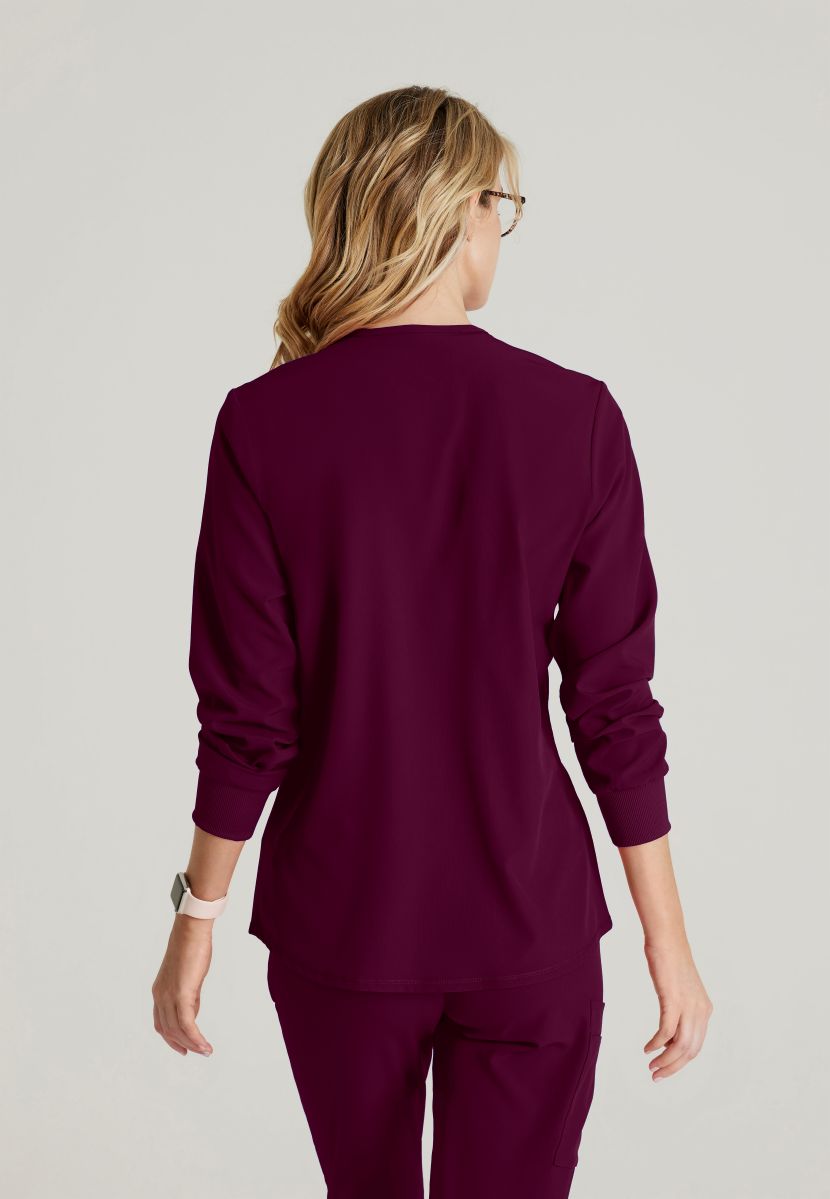 Skechers Women's 2 Pocket Warm-Up Scrub Jacket With Eco-Friendly Stretch Fabric | Wine