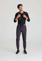 Skecher's Men's Jogger Scrub Pant with Drawstring Elastic Waistband and Cargo Pocket | Pewter Grey