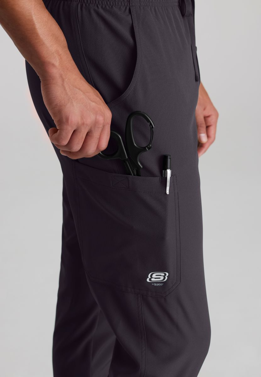 Skecher's Men's Jogger Scrub Pant with Drawstring Elastic Waistband and Cargo Pocket | Pewter Grey