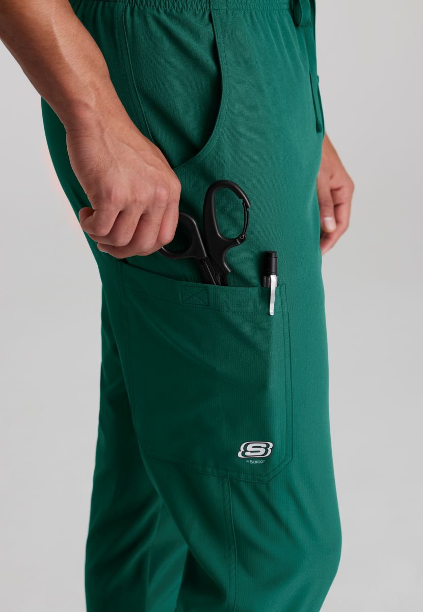 Skecher's Men's Jogger Scrub Pant with Drawstring Elastic Waistband and Cargo Pocket | Hunter Green