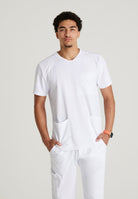 Skechers Thesis Three Pocket Rounded Neck Scrub Top | WHITE