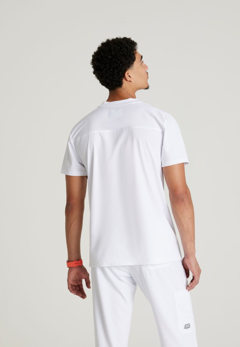 Skechers Thesis Three Pocket Rounded Neck Scrub Top | WHITE
