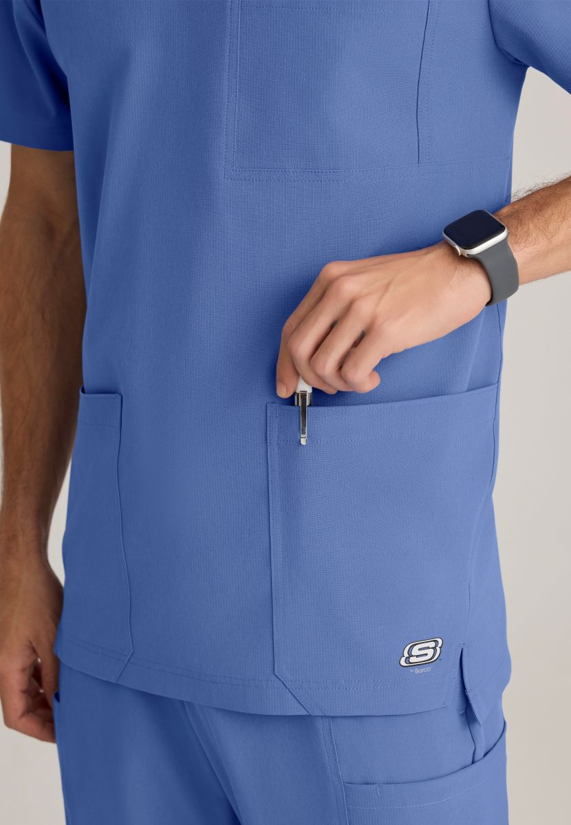 Skechers Thesis Three Pocket Rounded Neck Scrub Top | TRUE CEIL