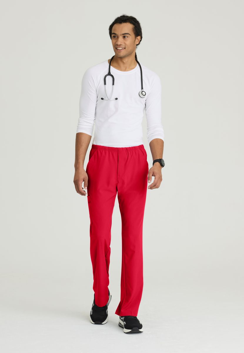 Skechers Male Structure 4 Pocket Elastic Waistband Scrub Trousers | RED