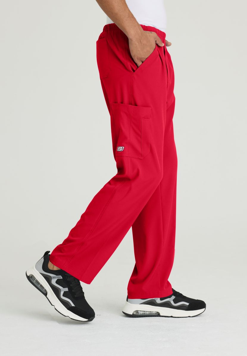 Skechers Male Structure 4 Pocket Elastic Waistband Scrub Trousers | RED