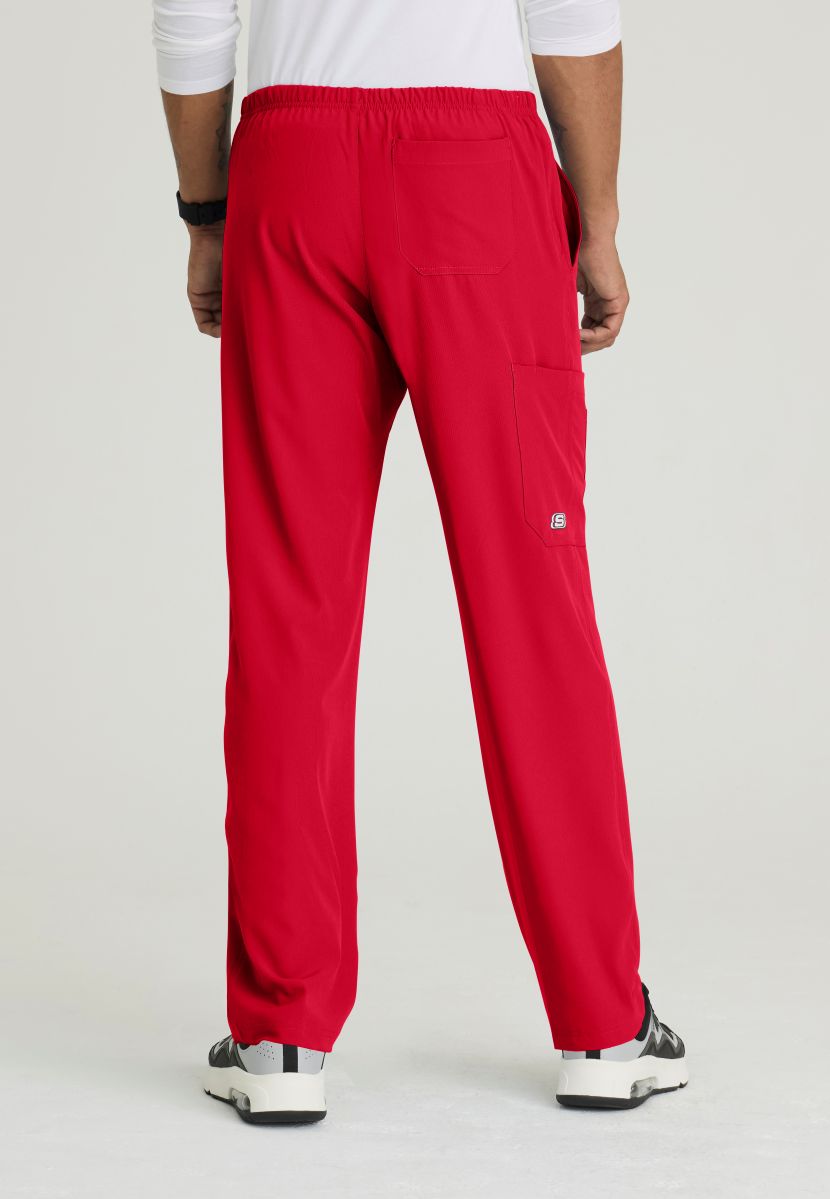 Skechers Male Structure 4 Pocket Elastic Waistband Scrub Trousers | RED