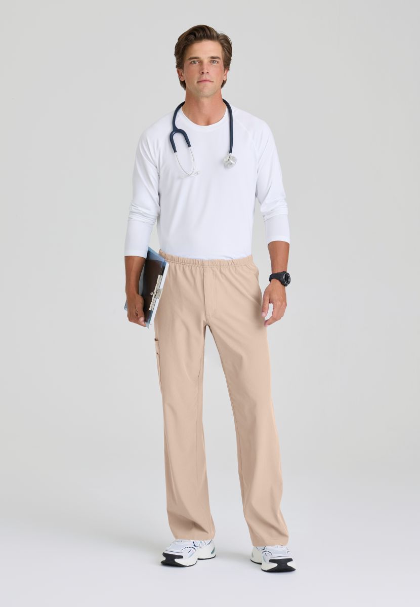 Skechers Male Structure 4 Pocket Elastic Waistband Scrub Trousers | New Khaki