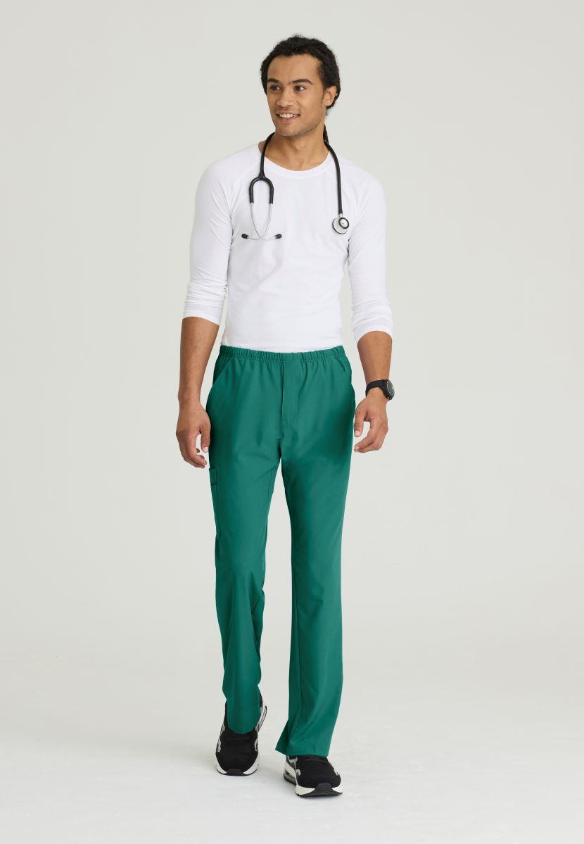 Skechers Male Structure 4 Pocket Elastic Waistband Scrub Trousers | Hunter Green