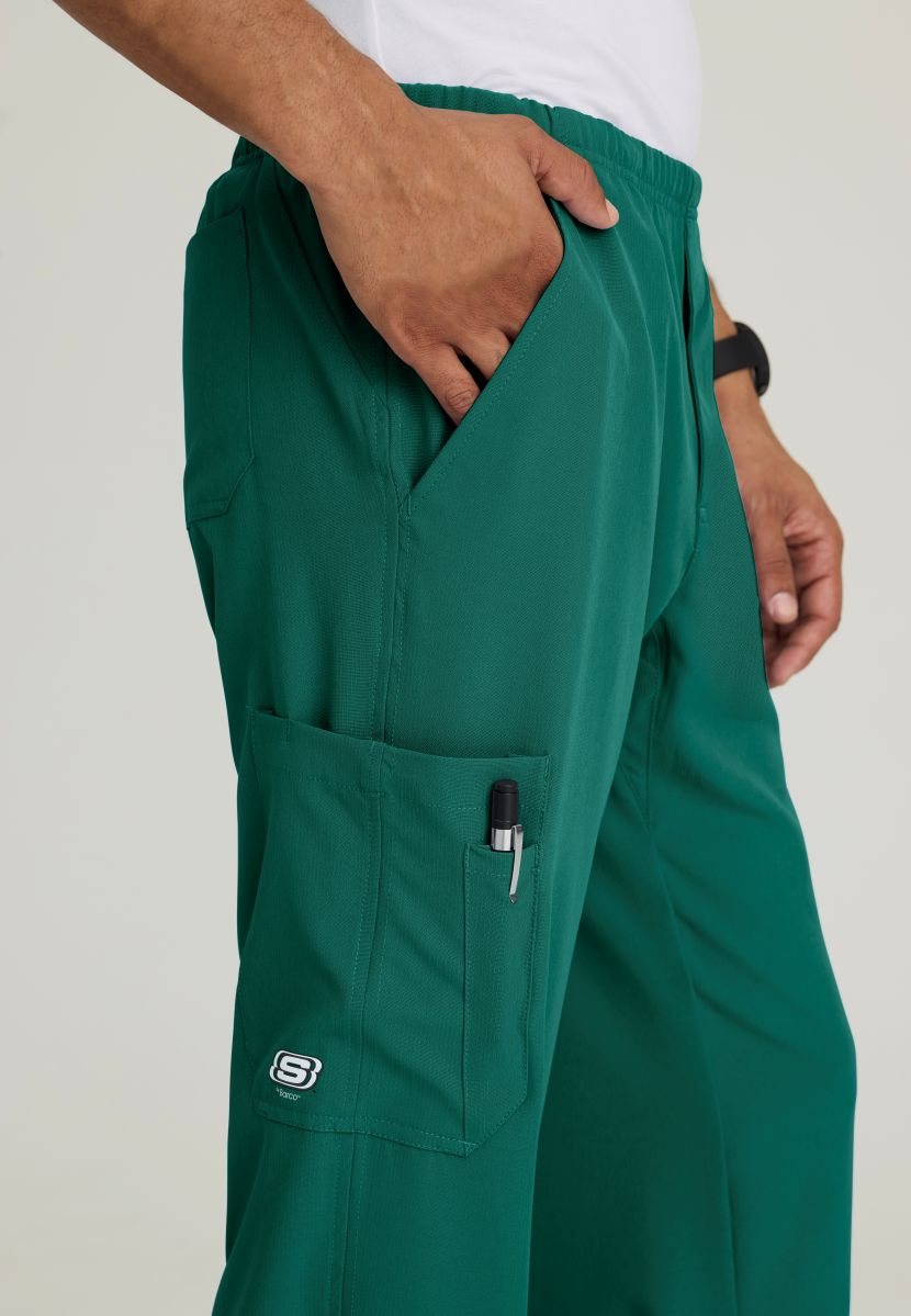 Skechers Male Structure 4 Pocket Elastic Waistband Scrub Trousers | Hunter Green