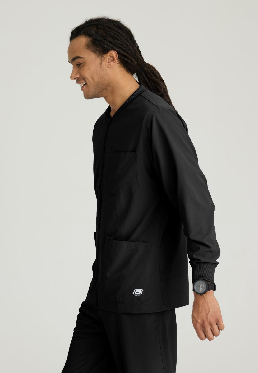 Skechers Men's 3 Pocket Warm-Up Zip Jacket | BLACK