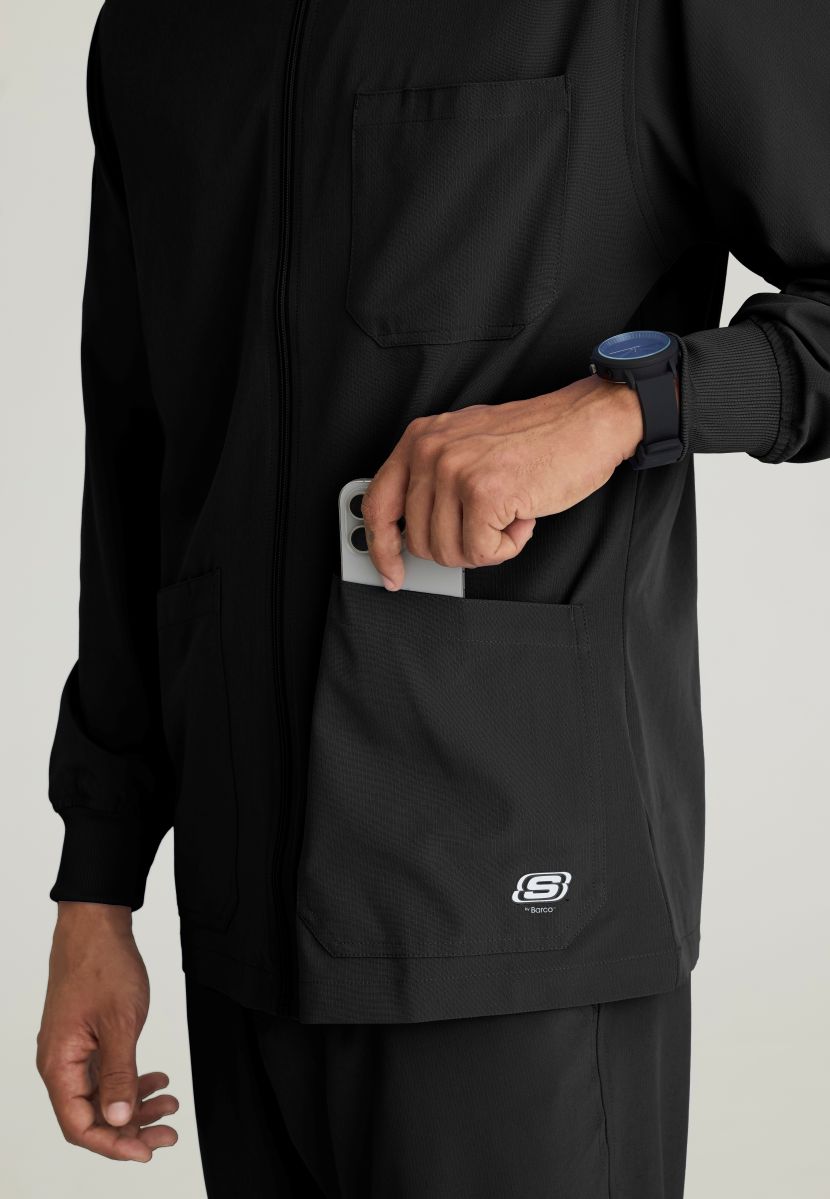 Skechers Men's 3 Pocket Warm-Up Zip Jacket | BLACK
