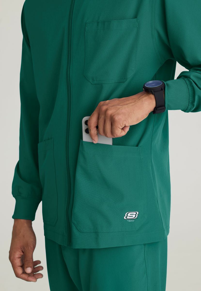Skechers Men's 3 Pocket Warm-Up Zip Jacket | Hunter Green