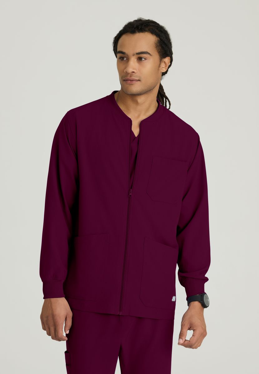 Skechers Men's 3 Pocket Warm-Up Zip Jacket | Wine